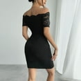 thumbnail image 4 of LOVZFMLL Ladies' Lace One Neck Off Shoulder Short Sleeved Dress Black L, 4 of 7