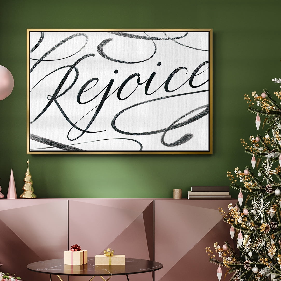 Rejoice - Framed Gallery Wrapped Holiday Canvas - 27 x 41 - Gold Frame