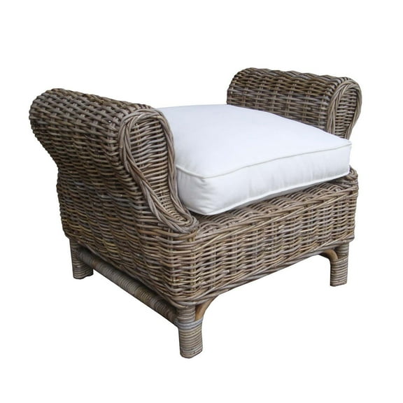 Padma's Plantation Wing Wicker Ottoman in Kubu Gray