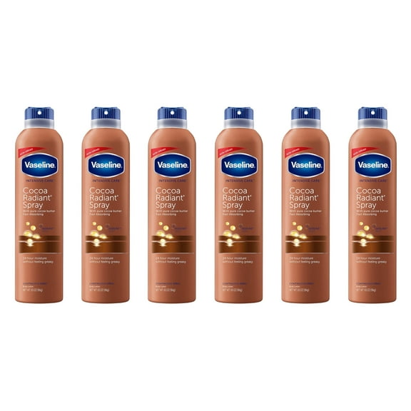 Vaseline Intensive Care Spray Moisturizer For Dry Skin Cocoa Radiant Made With 100% Pure Cocoa Butter 6.5oz (Pack of 6)
