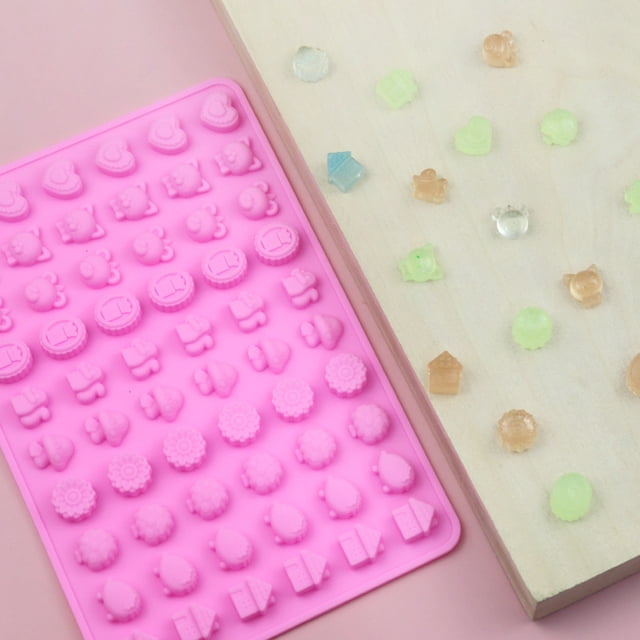 Molde de silicona de grado alimenticio para dulces suaves con forma de animal del bosque, 60 piezas, molde de cera para pintura al fuego para dulces