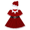 thumbnail image 3 of DHFJKG Christmas Elf Dresses For Women Velvet Short Sleeve Mini Dress With Hat 2 Piece Set Party Wear Cozy Outfit, 3 of 3