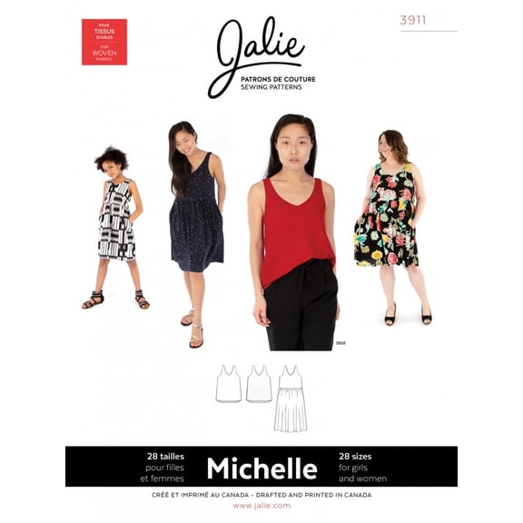 Jalie Sewing Pattern 3911 Michelle Tanks & Dress Kids, Teenagers, Women 28 Sizes