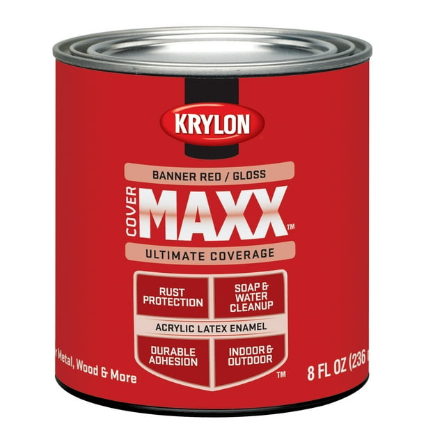 Krylon Cover Maxx Paint, Gloss Banner Red, 1/2 Pt