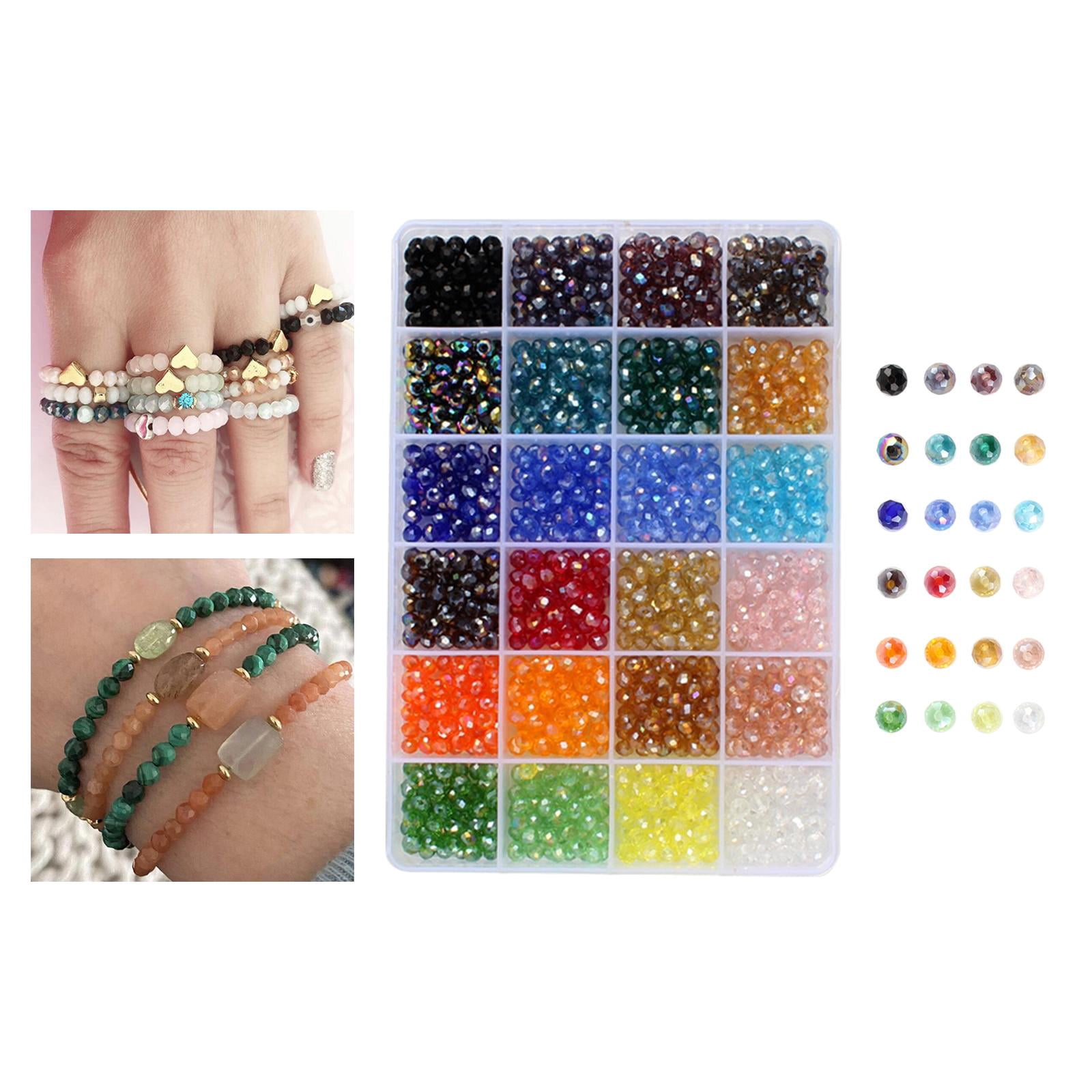 Milageto 1200PCS Glass Crytal Beads 6mm DIY Craft Round Beads Colorful Loose Spacer Beads