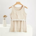 thumbnail image 4 of Tank Tops for Women under $5 Plus Size with Chest Cushion Summer Casual Solid Color Loose Round-neck Camisoles Tank Beige XXL, 4 of 5