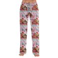 thumbnail image 5 of Lumtrix Christmas Pajamas For Women Funny Gingerbread House Graphci Pajamas Bottoms Cute Lounge Elastic Waist Palazzo Pants Fall Pajamas Light pink 3XL, 5 of 6