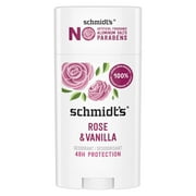 Schmidt's Rose & Vanilla 24 Hour Odor Protection Aluminum-Free Vegan Deodorant, 2.65 oz