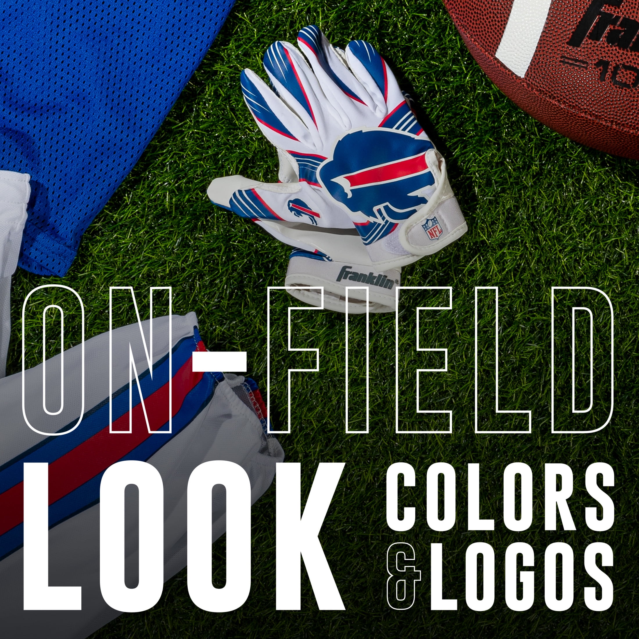 Franklin Sports Buffalo Bills Youth NFL Football Receiver Gloves - Official NFL Team Logos - Kids Football Gear + Accessories - Youth Medium/Large Pair