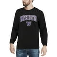 thumbnail image 3 of Men's Colosseum Black Washington Huskies Arch & Logo Crew Neck Sweatshirt, 3 of 4