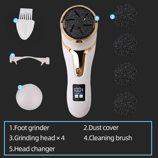 HLONK Electric Callus Remover for Feet with Dander Vacuum Cleaner Rechargeable Foot Pedicure Tool with LCD Display 9 Grinding Heads Plastic Foot File Care Kit for Dead Skin Removal zzz