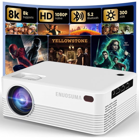 Mini Projector, H5 Portable Video Projector with WiFi & Bluetooth, Movie Projector Supports 8K with Android System, Auto Keystone Correction, 40"-200" Screen Video Projector, with HDMI Cable
