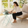 thumbnail image 4 of 2 Pack Modern Folding TV Tray Tables, Round Metal Outdoor Side Table, Compact Snack Dinner Table for Home & Small Space Use, 4 of 9