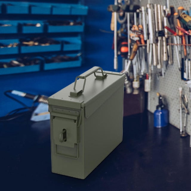 Caja de almacenamiento de herramientas portátil, estuche rígido de acero, estuche de transporte multifuncional con asa para reparaciones en el hogar, Verde S