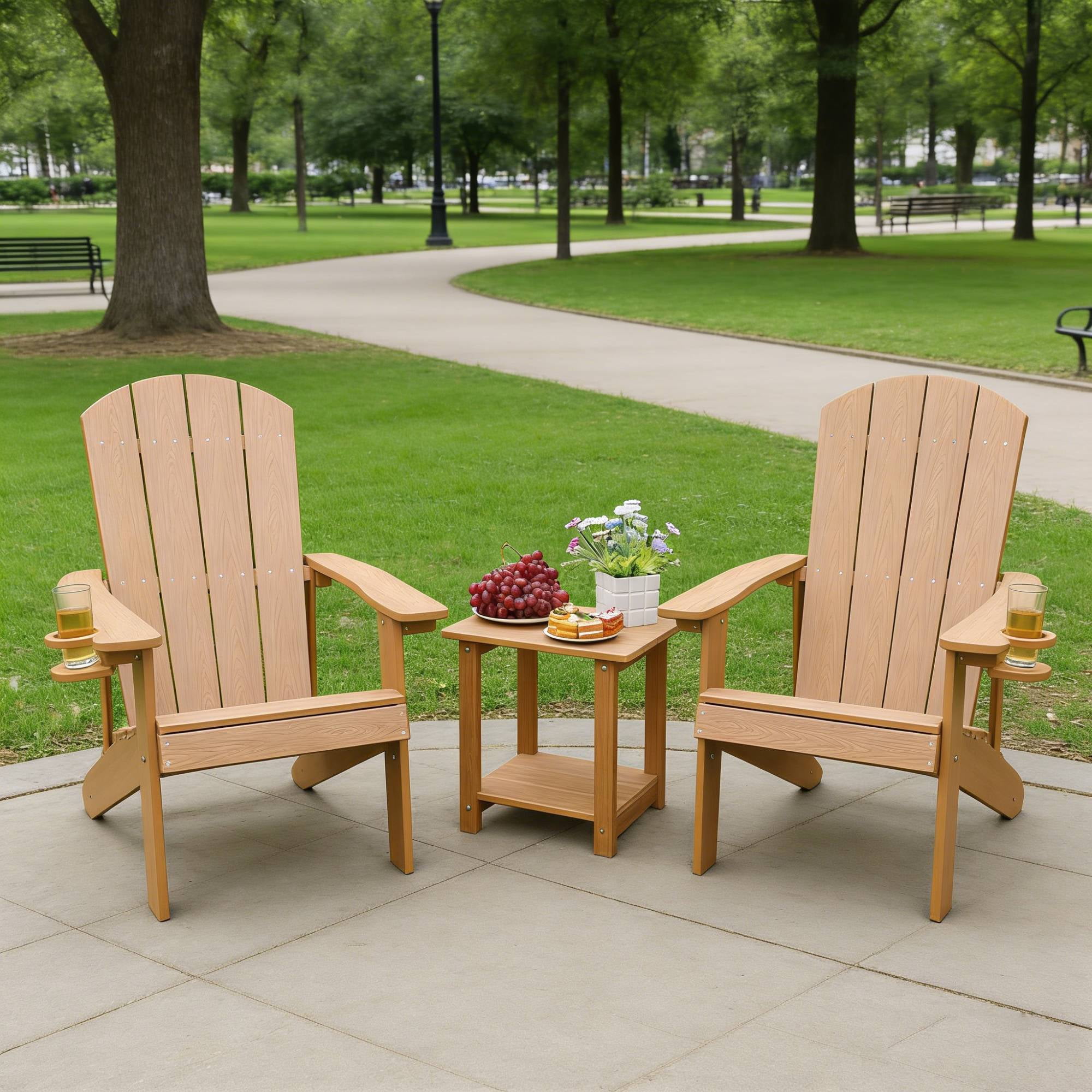 Jopath 2-Piece Patio Lounge Chair, Outdoor Accent Chairs Durable and Stylish for Deck Garden Teak