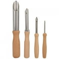 thumbnail image 1 of 4PCs Ceramic Tool Stainless Steel Hole Puncher Round Wooden Handle Handmade Set, 1 of 8