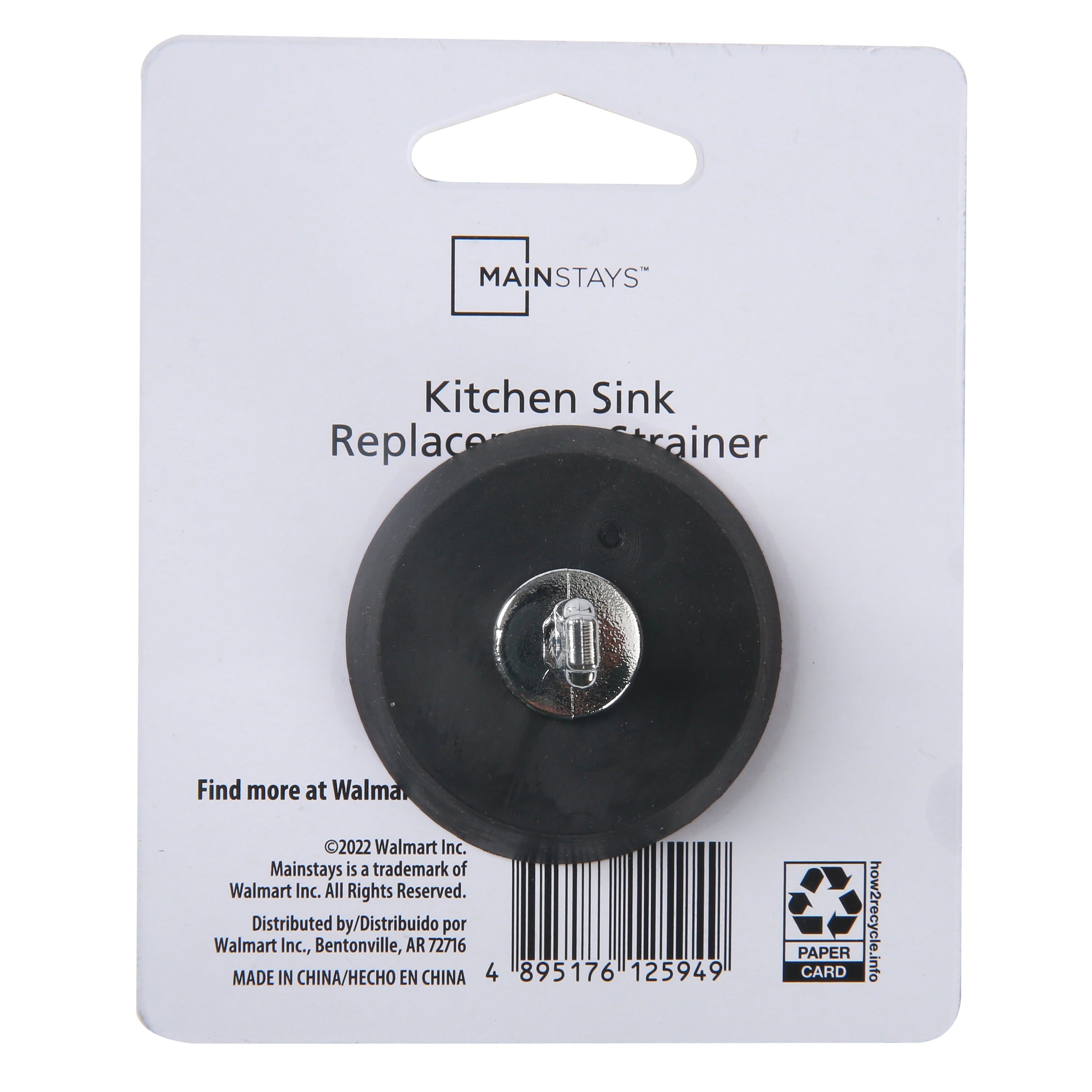 Mainstays Stainless Steel Kitchen Sink Strainer and Stopper Silver 3.16"