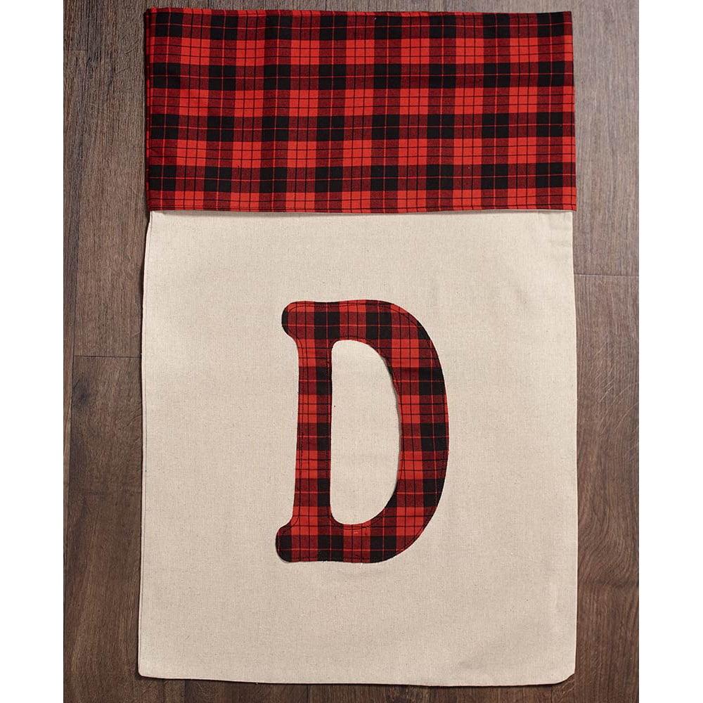 Giant Plaid Monogram Gift Bag (D)