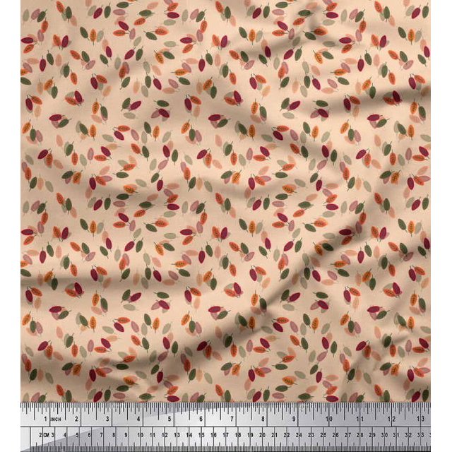 Soimoi Poly Georgette Fabric Artistic Leaves Decor Fabric Printed Yard 52 Inch Wide