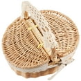 thumbnail image 6 of Hand Made Wicker Basket Camping Picnic Shopping Storage Hamper and Wooden, 6 of 8