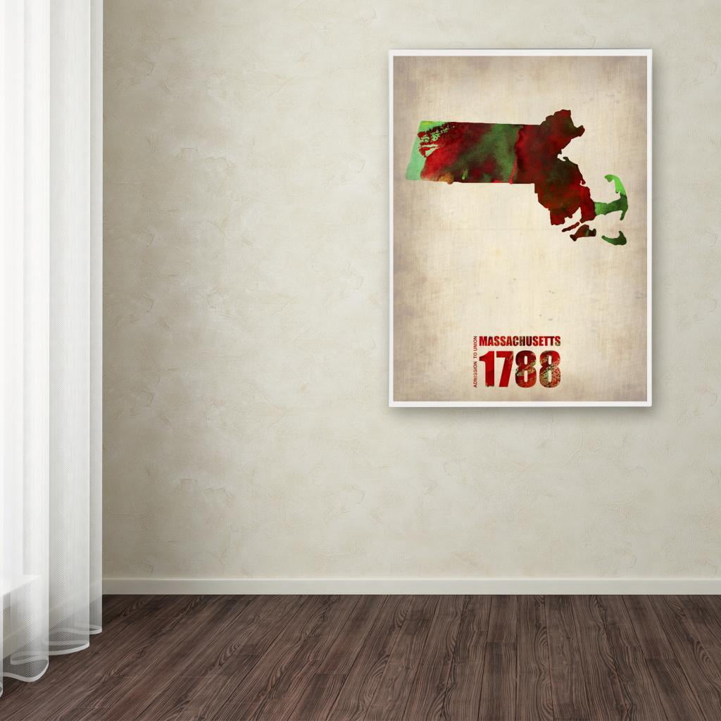 Trademark Fine Art "Massachusetts Watercolor Map" Canvas Art by Naxart