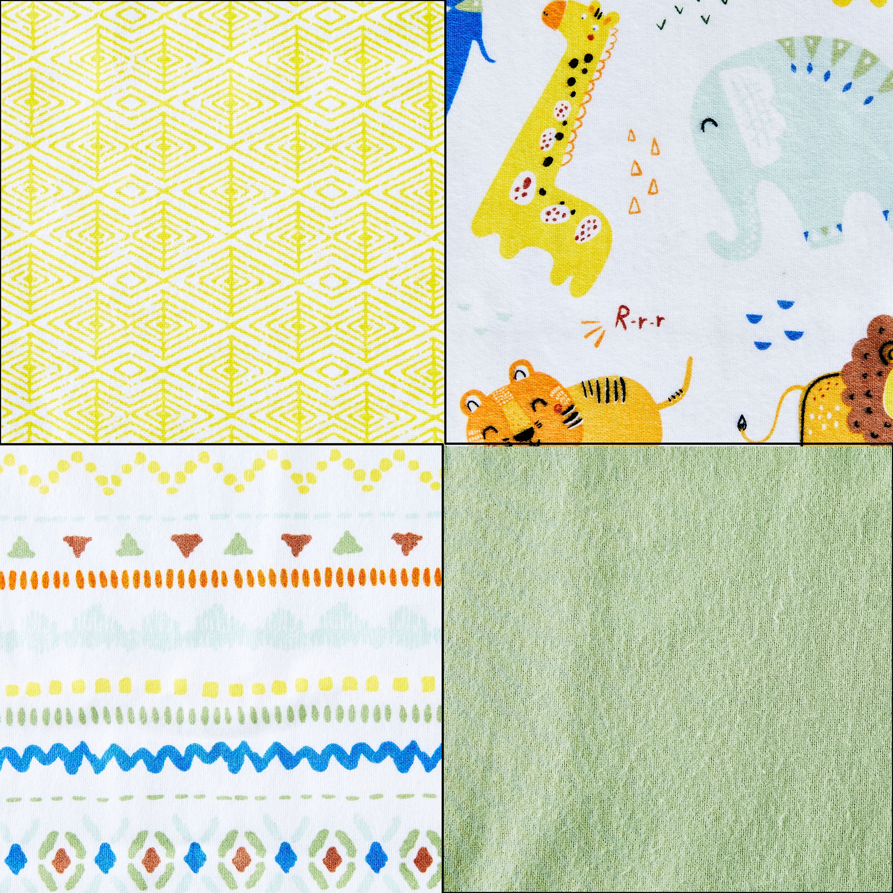 Parent's Choice Cotton Flannel Receiving Blankets for Baby Boys and Girls, Jungle, 4-Pack