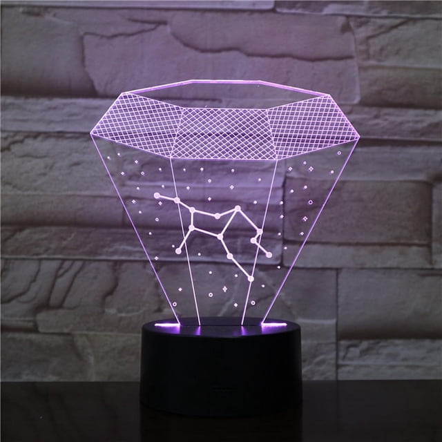 Lámpara de ilusión LED 3D con forma de constelación de diamantes con luz nocturna