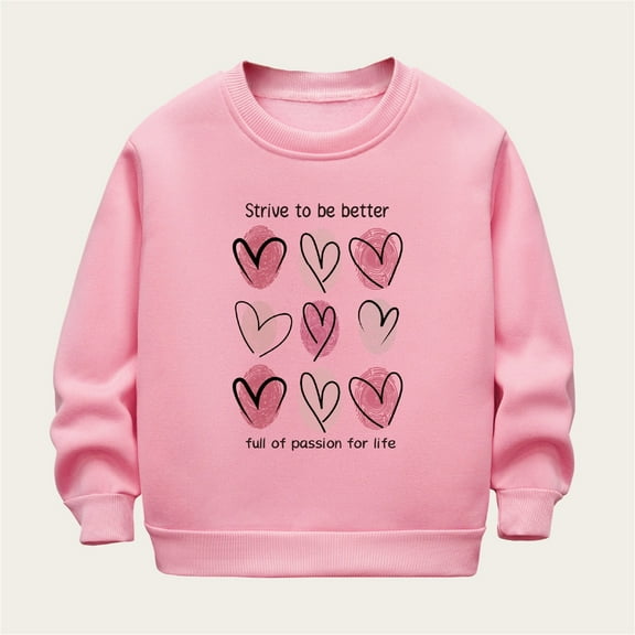 Viluyesy Girls Fleece Tops, Crewneck Long Sleeve Graphic Fashion Pullover Sweatshirt Pink 7-8T