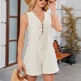 thumbnail image 7 of Lenpel Women's Casual Rompers Summer V Neck Sleeveless Tie Front Loose Jumpsuits 2025 Trendy Short Overalls, 7 of 7
