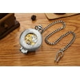 thumbnail image 4 of Vintage Skeleton Pocket Watch Mechanical Hand-Winding Chain Silver Hollow  Mens, 4 of 4
