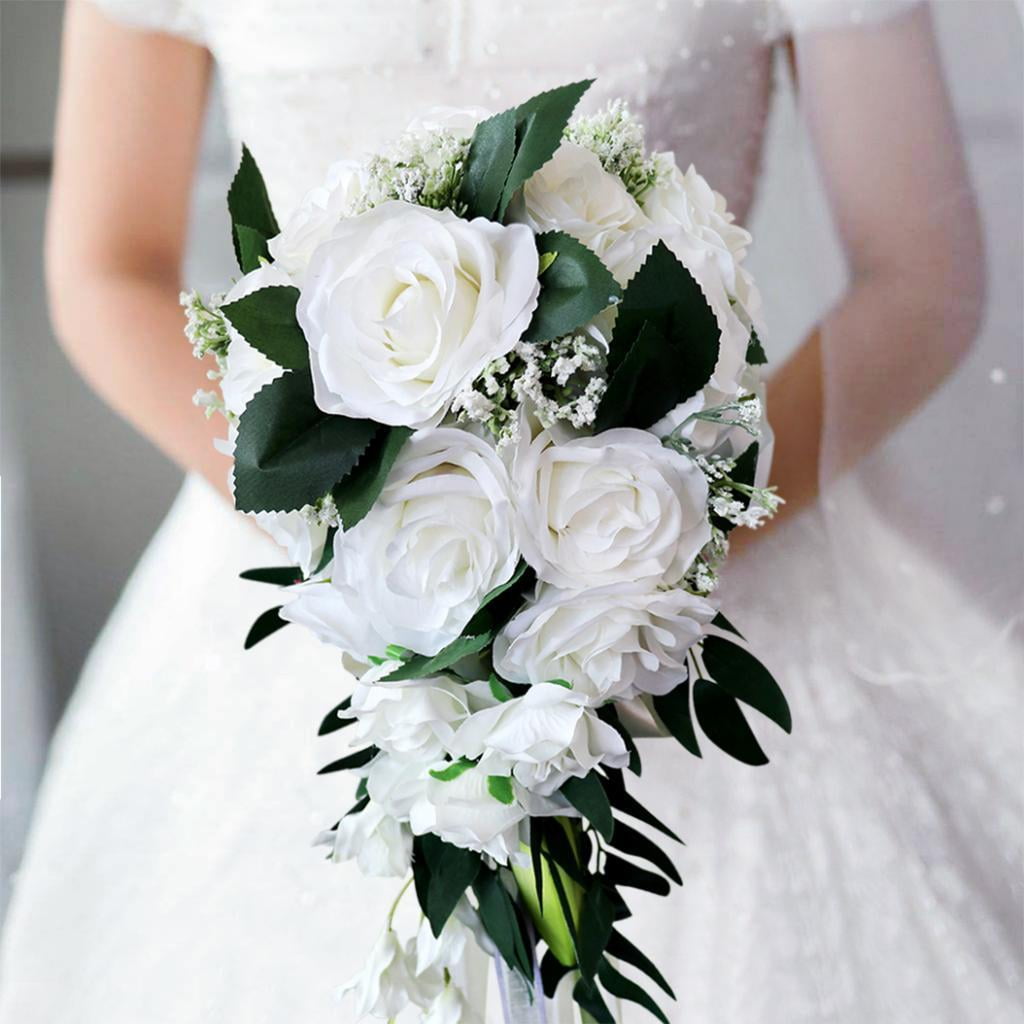 Wedding Bride Bridal Waterfall Artificial Hand Rose Flower ,
