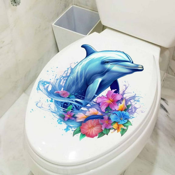 2024 New - Dolphin Flower Wall Sticker Living Room Bedroom Bathroom Toilet Removable Sticker
