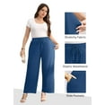 thumbnail image 4 of Gleelist Women Plus Size Casual Drawstring Wide Leg Pants Stretchy Straight Long Trousers With Pocket XL-5XL, 4 of 8