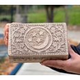 thumbnail image 1 of DharmaObjects Celestial Moon and Stars Hand Carved Wooden Storage Keepsake Box (Large, Moon & Stars), 1 of 4