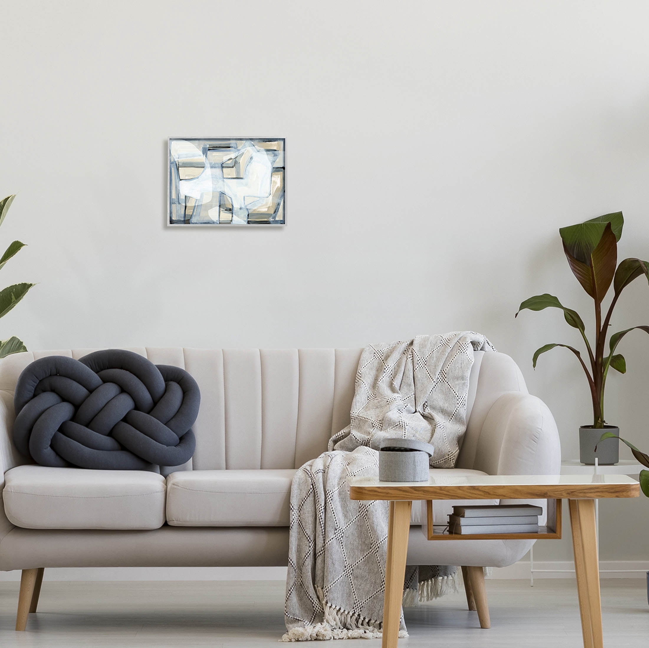 Stupell Industries Modern Layered Geometric Shapes Design Painting Gray Framed Art Print Wall Art, Design by Cartissi