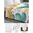 thumbnail image 6 of Spring Butterflies King Size Flat Sheet, Wrinkleproof & Fadeproof Cooling Flat Bed Sheet Only, Summer Countryside Leaf Flowers Breathable Soft Bedding Top Sheets 105 x 98 Inches, 6 of 8