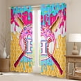 thumbnail image 2 of Erosebridal Ice Cream Drip Dessert Boy Black Out Curtains,Teens Sport Baseball Letter Monogrammed H Curtains Pack of 2 (42x63 Each), 2 of 6