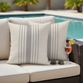 thumbnail image 2 of 2 Pack Outdoor Waterproof Throw Pillow Covers,Watercolor Grey Striped Line Decorative Square Patio Pillowcases for Chair Couch Sofa 16x16in, 2 of 9