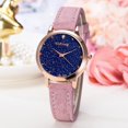 thumbnail image 2 of Reloj de pulsera de cuarzo con correa de PU de aleación de mujer con esfera redonda y cielo estrellado de moda (rosa), 2 of 4