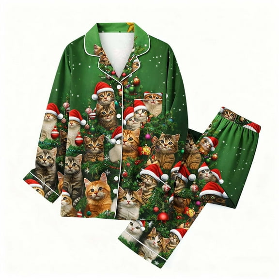 asdoklhq Fall Pajamas Women Christmas women's long sleeved hooded pajama set Multicolor 3X