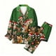 thumbnail image 4 of Puyaiuu Women 2 Piece Christmas Satin Pajama Set Cute Print Long Shirt Loose Shorts Matching Set Loungewear Gift, 4 of 5