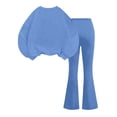 thumbnail image 6 of CPNG Girls' Outfits Children's Solid Color Long Sleeved Round Neck Pullover Top and Flared Pants 2 Piece Set(Sky Blue,3-4 Years), 6 of 6