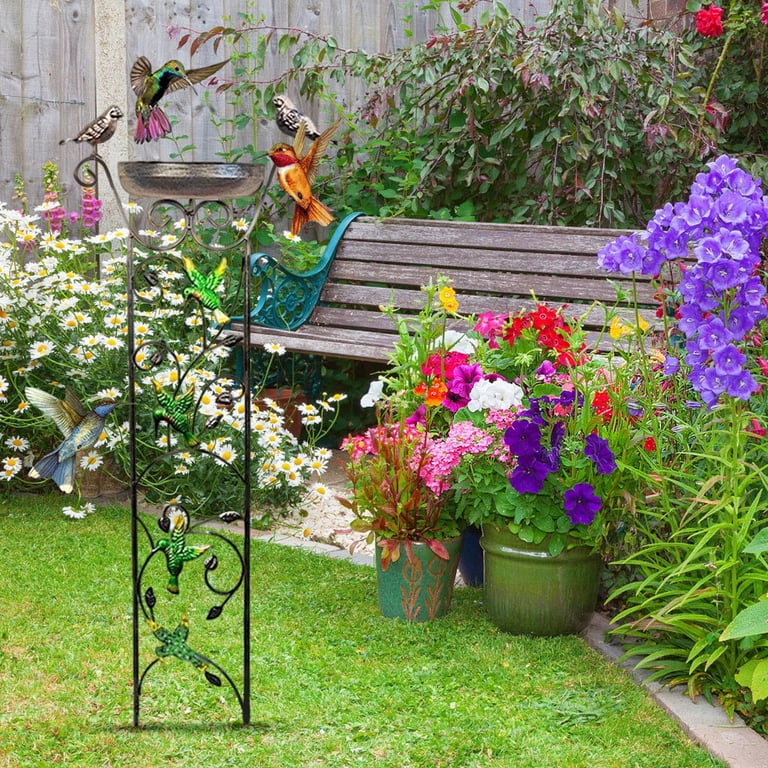 Bird Bath with Trellis Outdoor, DELESYS Antique Garden Iron  display picture 1