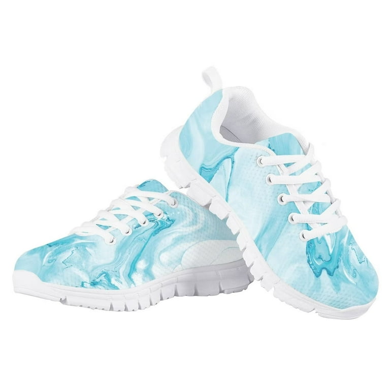 Pzuqiu Marble Print Little Girls Sneakers Teal Size 11 Lightweight Running Tennis Shoes Casual Walking Shoes Outdoor Sport Shoes Flats Walmart