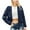 Dark Blue, variant on Lovskoo Women's Winter Coat Faux Suede Leather Shearling Moto Jacket Long Sleeve Windproof Bomber Jacket Outerwear Black