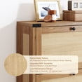 thumbnail image 5 of 42.5" Rattan Style Shoe Storage Cabinet for Entryway with 3 Flip Drawers, Freestanding Hidden Shoe Organizer with Adjustable Shelves & Legs, 3-Tier Storage Cabinet, Walnut, 5 of 10