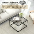 thumbnail image 6 of Gymax Glass Coffee Table 27.5 Inch Modern Square Metal Frame Living Room Transparent & Grey, 6 of 10