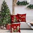 thumbnail image 5 of Merry Christmas Red Throw Pillow Covers 20x20 Inch Set of 4 Christmas Trees Poinsettia Floral Mistletoe Holly Leaf Xmas Animals Deer Bear Fox Pillow Cases Winter Snowflake Cushion Cover, 5 of 6