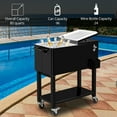 thumbnail image 2 of Zimtown 80QT Cooler Cart Rolling with Shelf Wood Grain Accent Outdoor Bar Cart with Cooler Black, 2 of 9