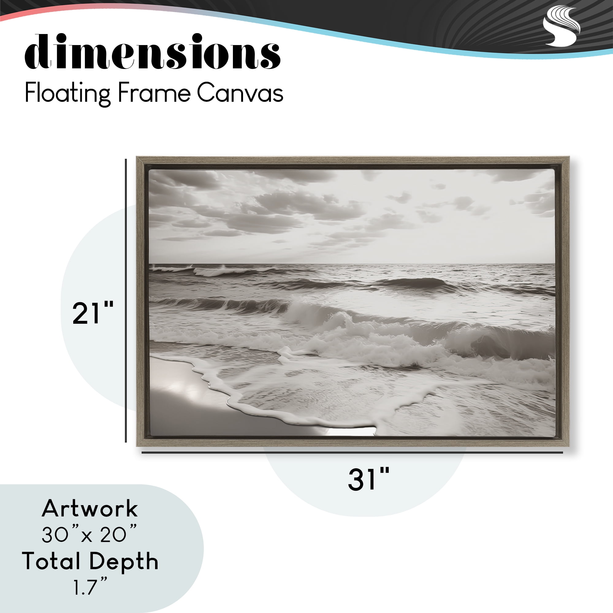 Beach View Reverie Brown Framed Floater Canvas Wall Art, design by Decent Exposures
